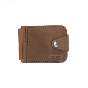 Banknotówka skórzana z zapięciem i kieszonką na monety